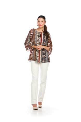 PT-16100 - BOHO PRINTED BLOUSE - Colors: AS SHOWN - Available Sizes:XS-XXL - Catalog Page:44 